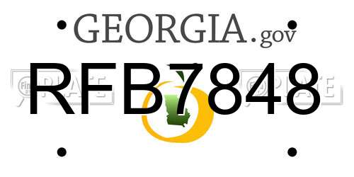 RFB7848 Georgia License Plate
