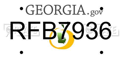 RFB7936 Georgia License Plate