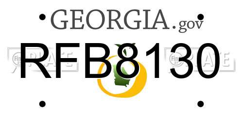 RFB8130 Georgia License Plate
