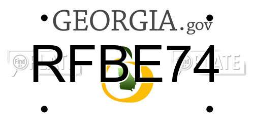 RFBE74 Georgia License Plate