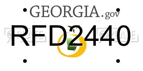 RFD2440 Georgia License Plate
