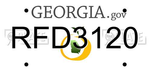 RFD3120 Georgia License Plate