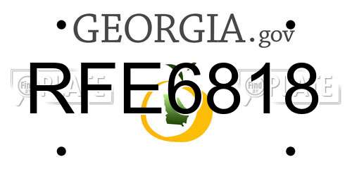 RFE6818 Georgia License Plate