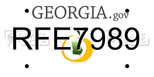 RFE7989 Georgia License Plate