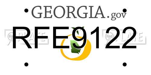RFE9122 Georgia License Plate