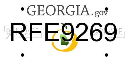 RFE9269 Georgia License Plate