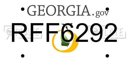 RFF6292 Georgia License Plate