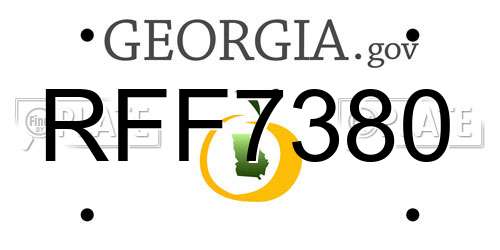RFF7380 Georgia License Plate