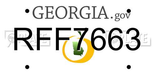 RFF7663 Georgia License Plate