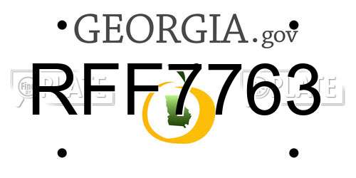 RFF7763 Georgia License Plate