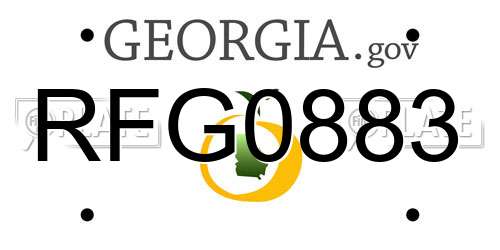 RFG0883 Georgia License Plate