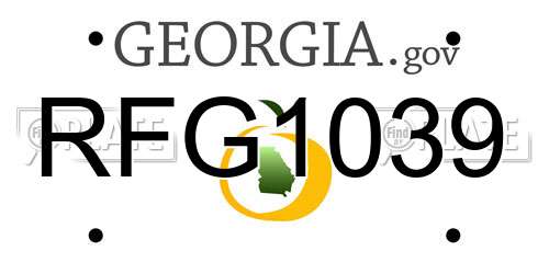 RFG1039 Georgia License Plate