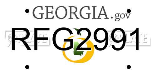 RFG2991 Georgia License Plate