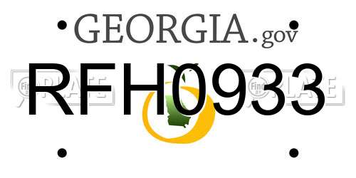 RFH0933 Georgia License Plate
