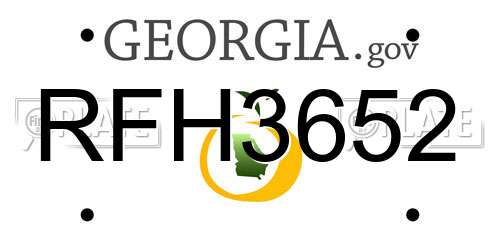 RFH3652 Georgia License Plate