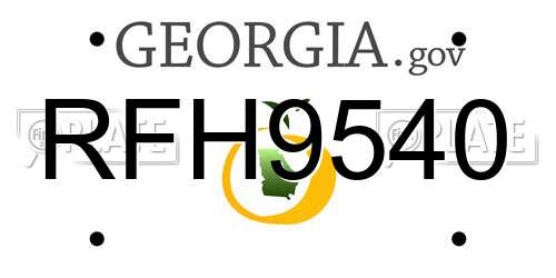 RFH9540 Georgia License Plate