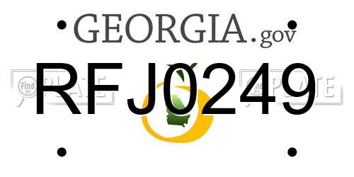 RFJ0249 Georgia License Plate