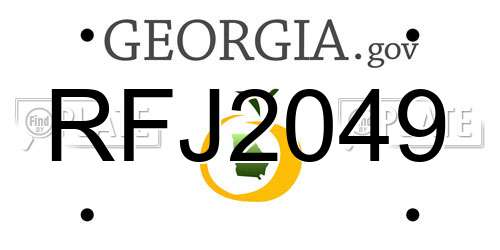 RFJ2049 Georgia License Plate