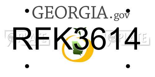 RFK3614 Georgia License Plate