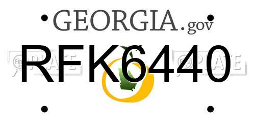 RFK6440 Georgia License Plate