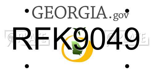 RFK9049 Georgia License Plate