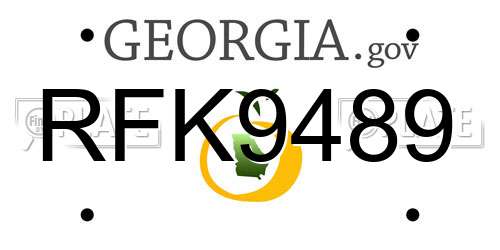 RFK9489 Georgia License Plate