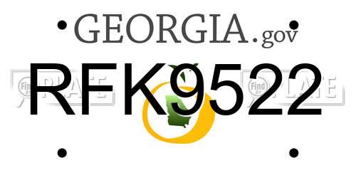 RFK9522 Georgia License Plate