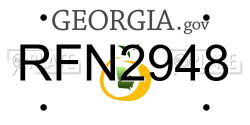 RFN2948 Georgia License Plate
