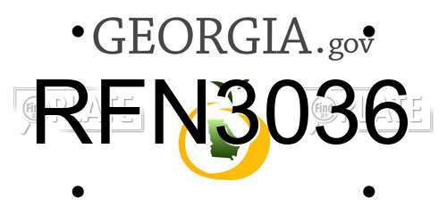 RFN3036 Georgia License Plate