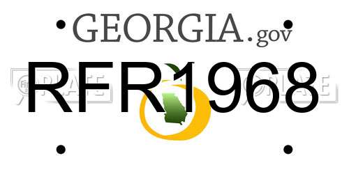 RFR1968 Georgia License Plate
