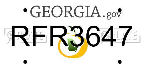RFR3647 Georgia License Plate