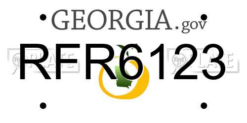 RFR6123 Georgia License Plate