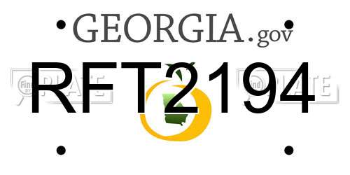 RFT2194 Georgia License Plate