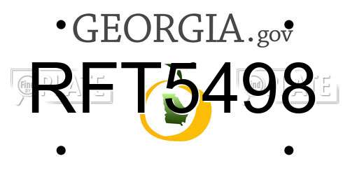 RFT5498 Georgia License Plate