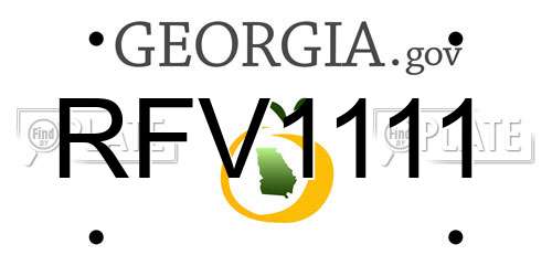 RFV1111 Georgia License Plate