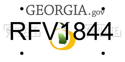 RFV1844 Georgia License Plate
