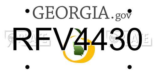 RFV4430 Georgia License Plate