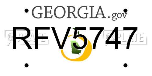 RFV5747 Georgia License Plate