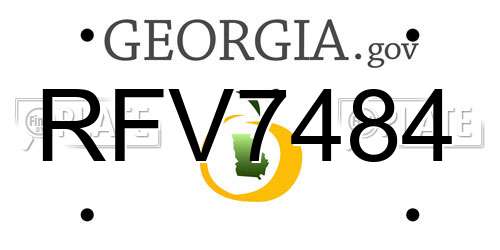 RFV7484 Georgia License Plate