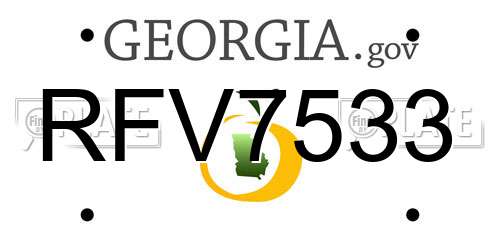 RFV7533 Georgia License Plate