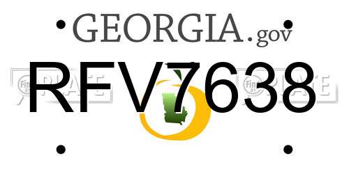 RFV7638 Georgia License Plate