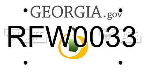 RFW0033 Georgia License Plate