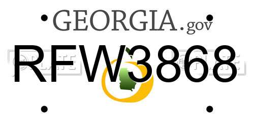RFW3868 Georgia License Plate