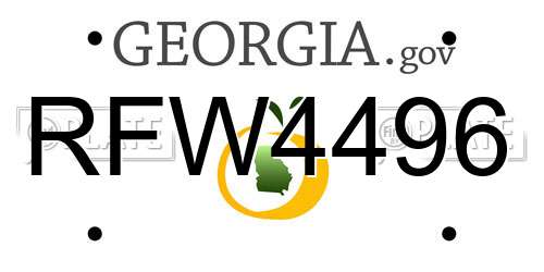 RFW4496 Georgia License Plate