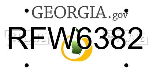RFW6382 Georgia License Plate