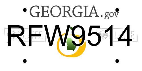 RFW9514 Georgia License Plate