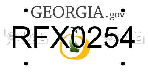 RFX0254 Georgia License Plate