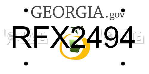 RFX2494 Georgia License Plate