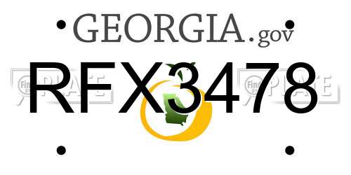 RFX3478 Georgia License Plate