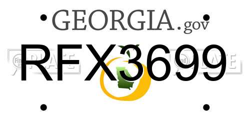 RFX3699 Georgia License Plate